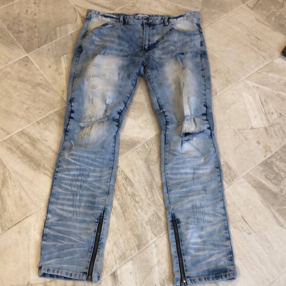 Smoke Rise Vintage 38W 34 L faded distressed jeans